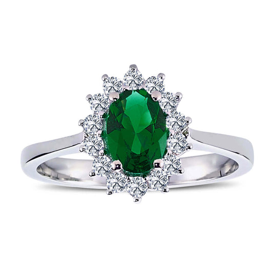 Oval Emerald Entourage Ring with Diamonds