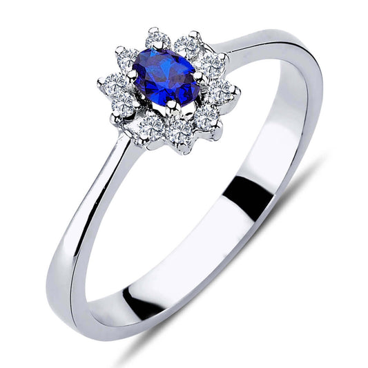 Oval Sapphire Entourage Ring with Diamonds