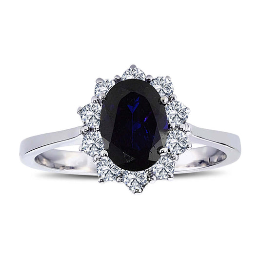 Oval Sapphire Anturaj Ring with Diamonds