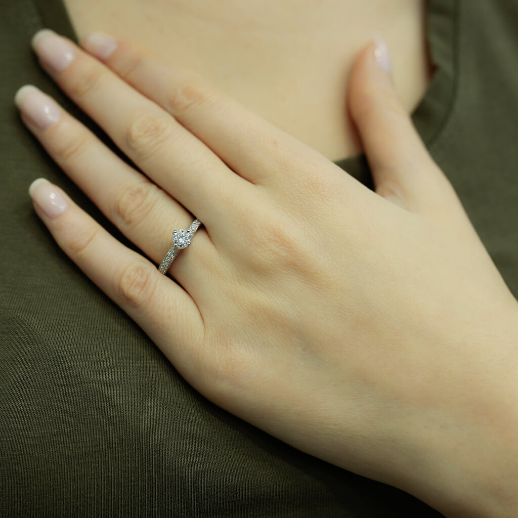 Total 0.80 Carat Diamond Solitaire Ring