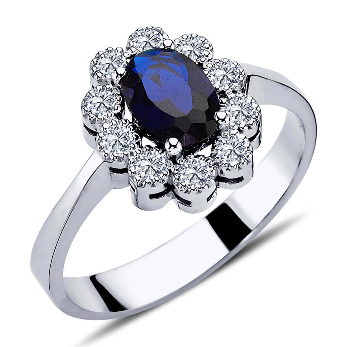 Diamond Oval Sapphire Entourage Ring