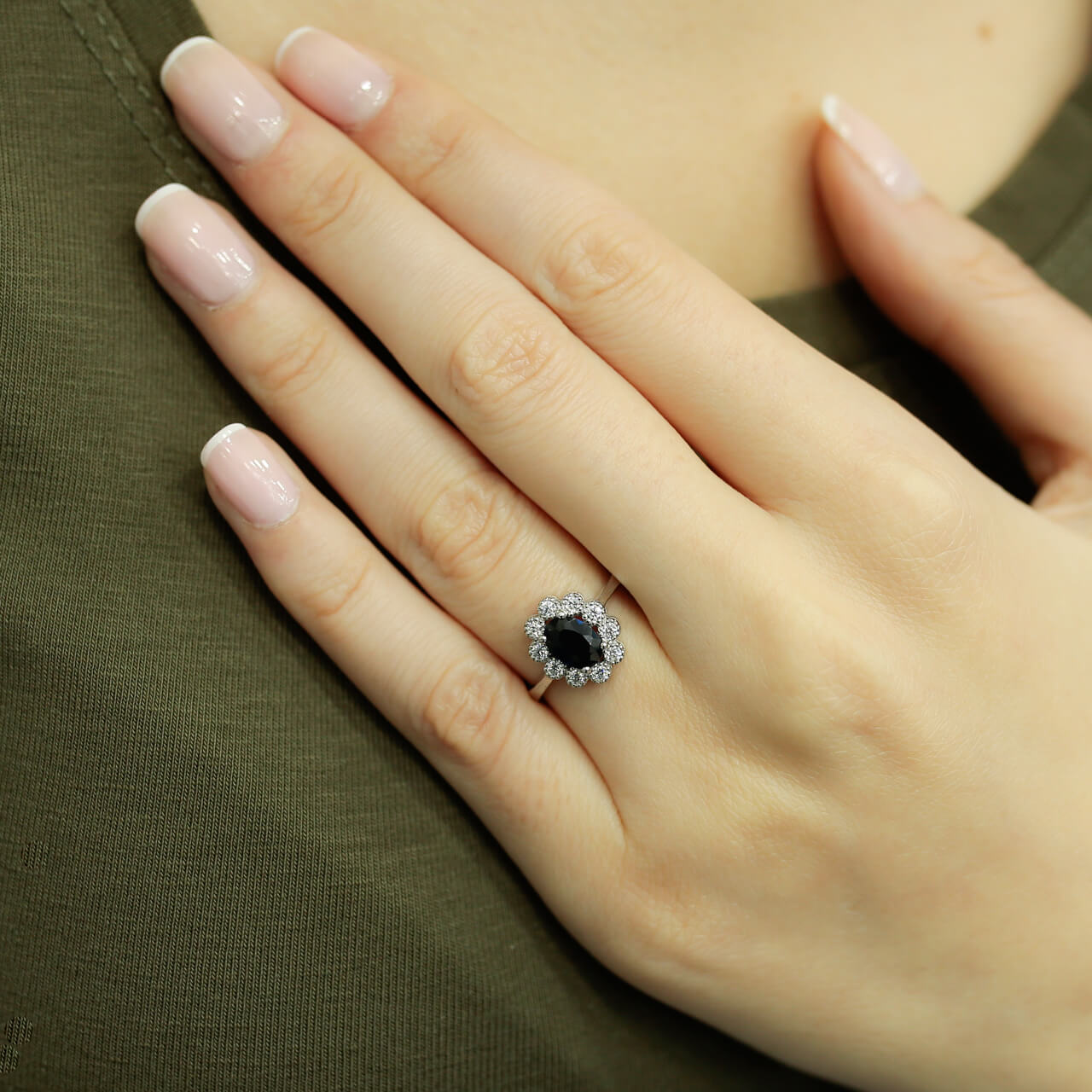 Diamond Oval Sapphire Entourage Ring