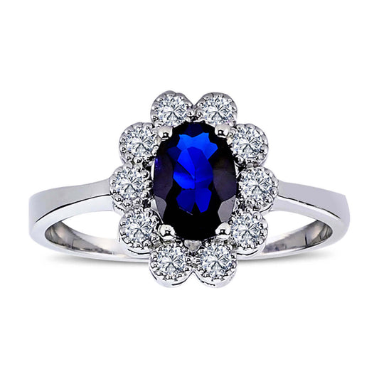 Diamond Oval Sapphire Entourage Ring