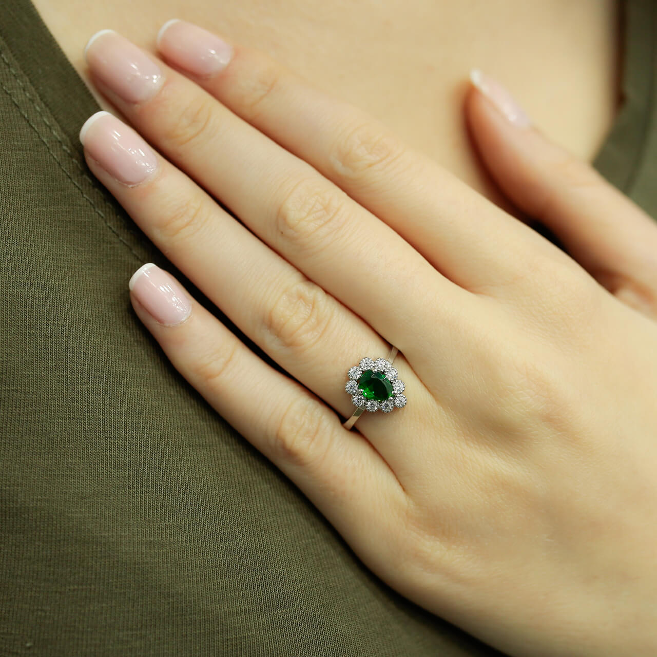 Diamond Tearteardrop Emerald Entourage Ring