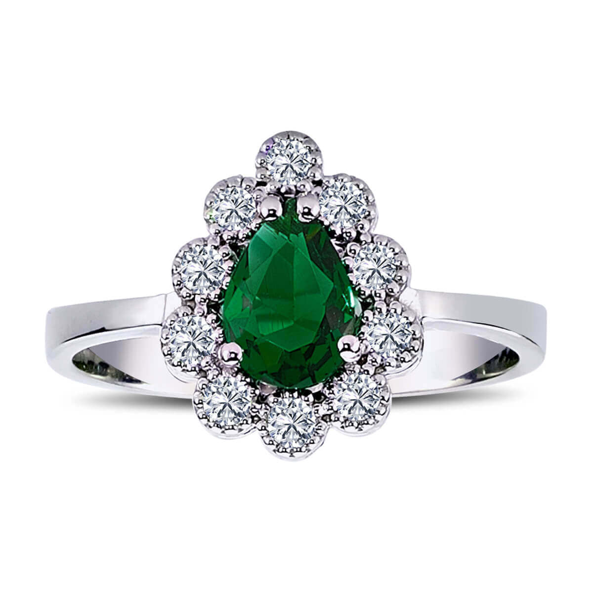 Diamond Tearteardrop Emerald Entourage Ring