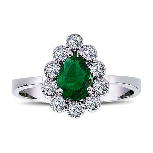 Diamond Tearteardrop Emerald Entourage Ring