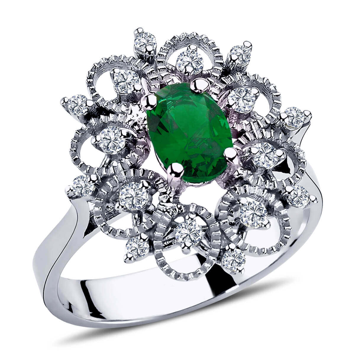 Diamond Oval Emerald Ring
