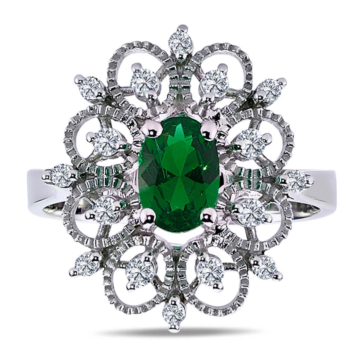 Diamond Oval Emerald Ring