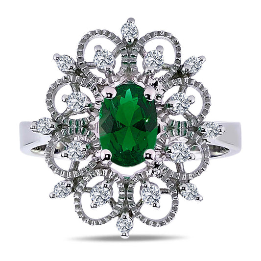 Diamond Oval Emerald Ring