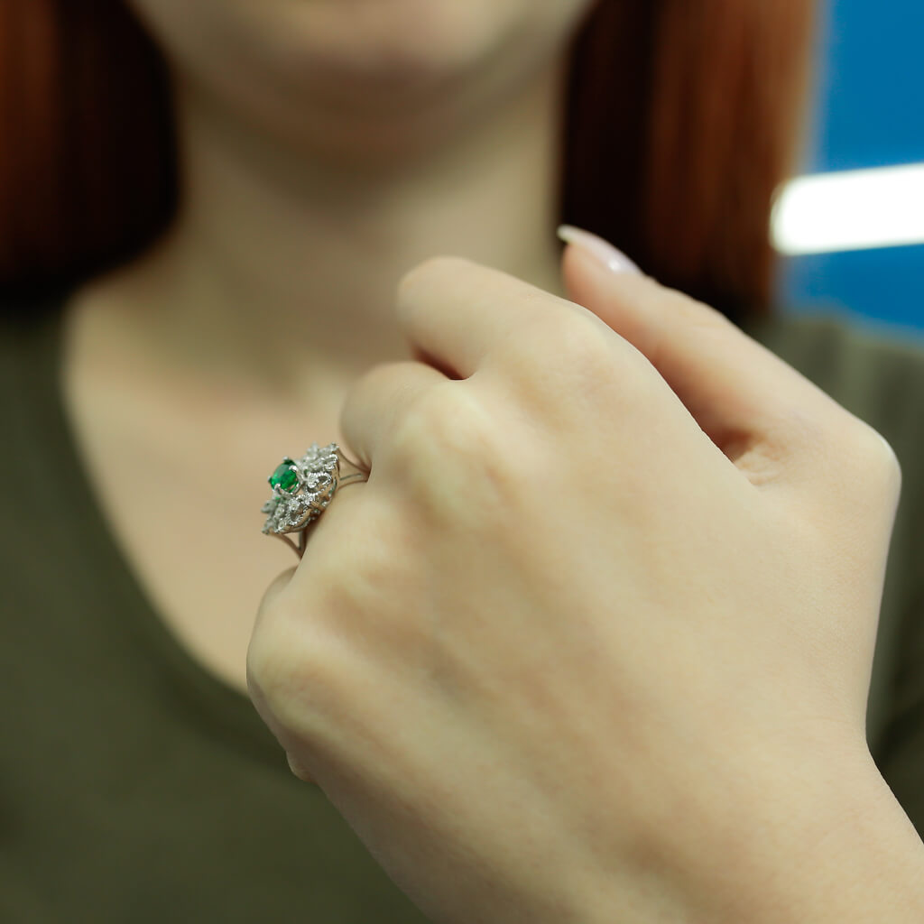 Diamond Oval Emerald Ring