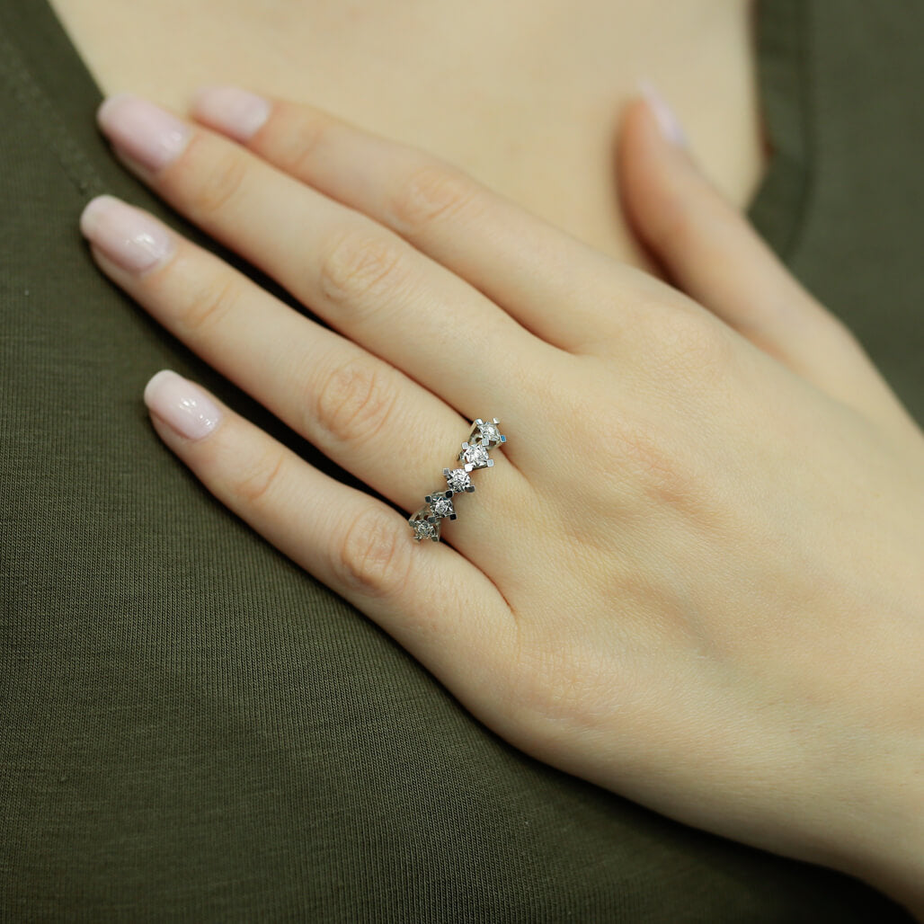 1 Carat Effect Diamond Five-Stone Ring