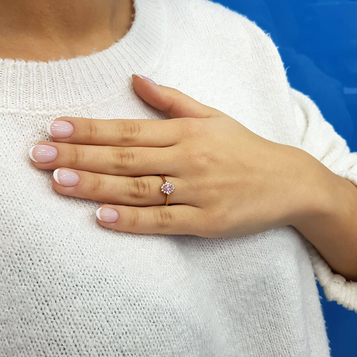 Diamond Oval Morganite Entourage Ring