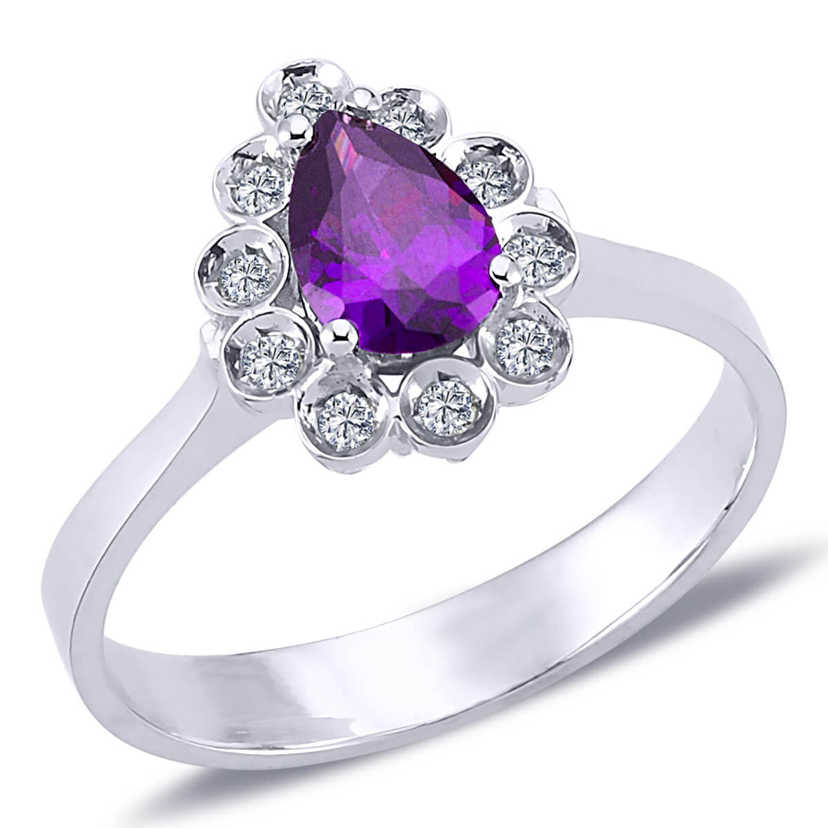 Diamond Teardrop Amethyst Ring