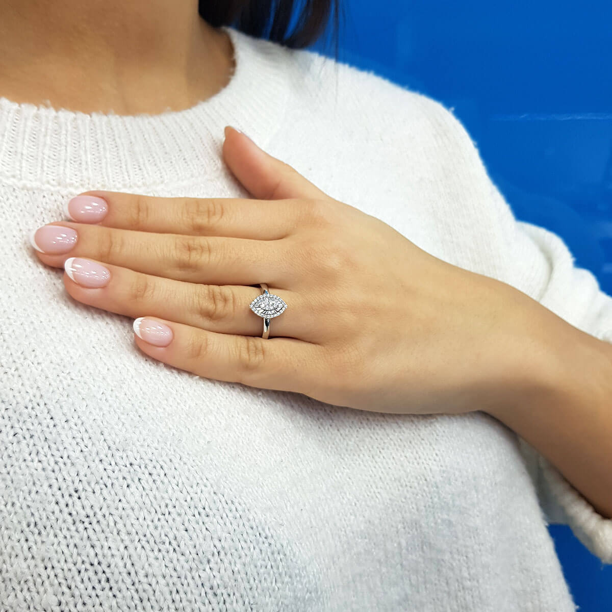 Diamond-Studded Marquise Susa Ring