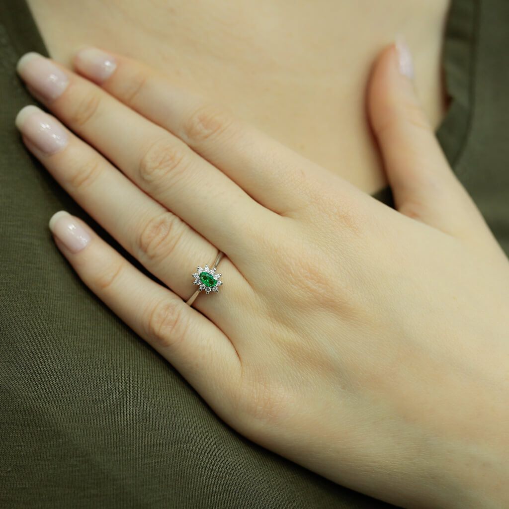 Diamond Oval Emerald Entourage Ring