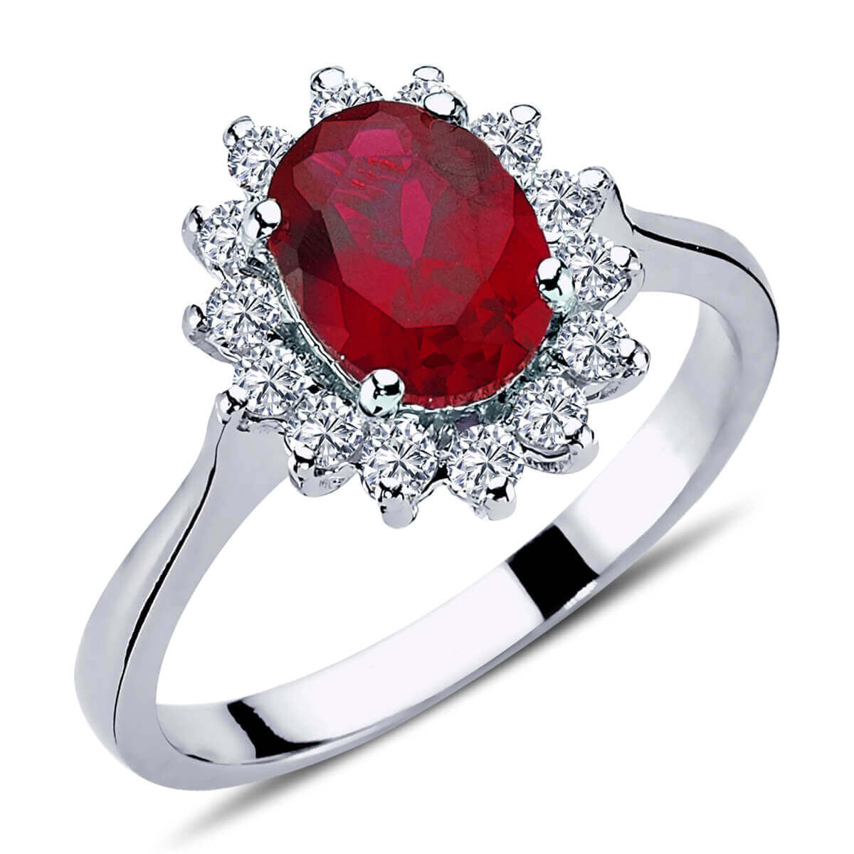 Diamond Oval Ruby Entourage Ring