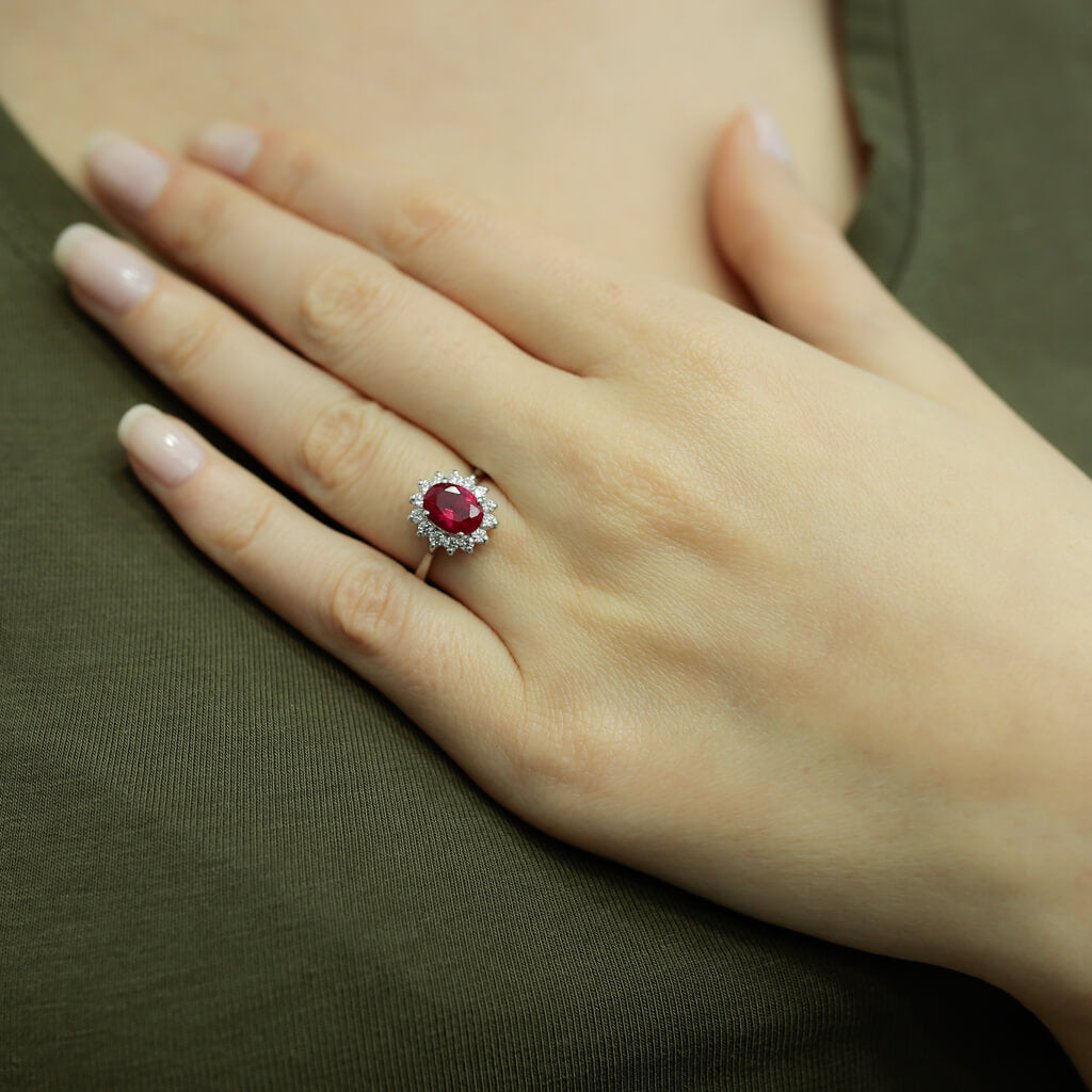 Diamond Oval Ruby Entourage Ring