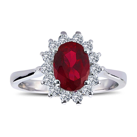 Diamond Oval Ruby Entourage Ring