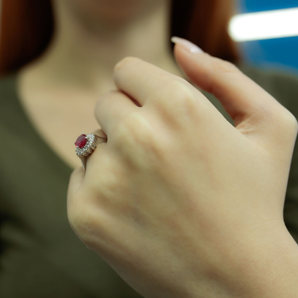 Diamond Oval Ruby Entourage Ring