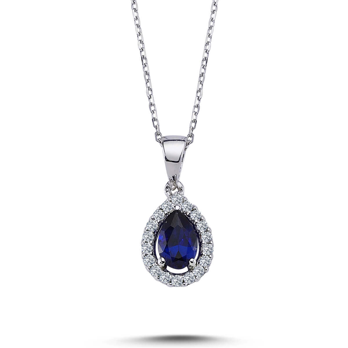 Diamond Tearteardrop Sapphire Necklace
