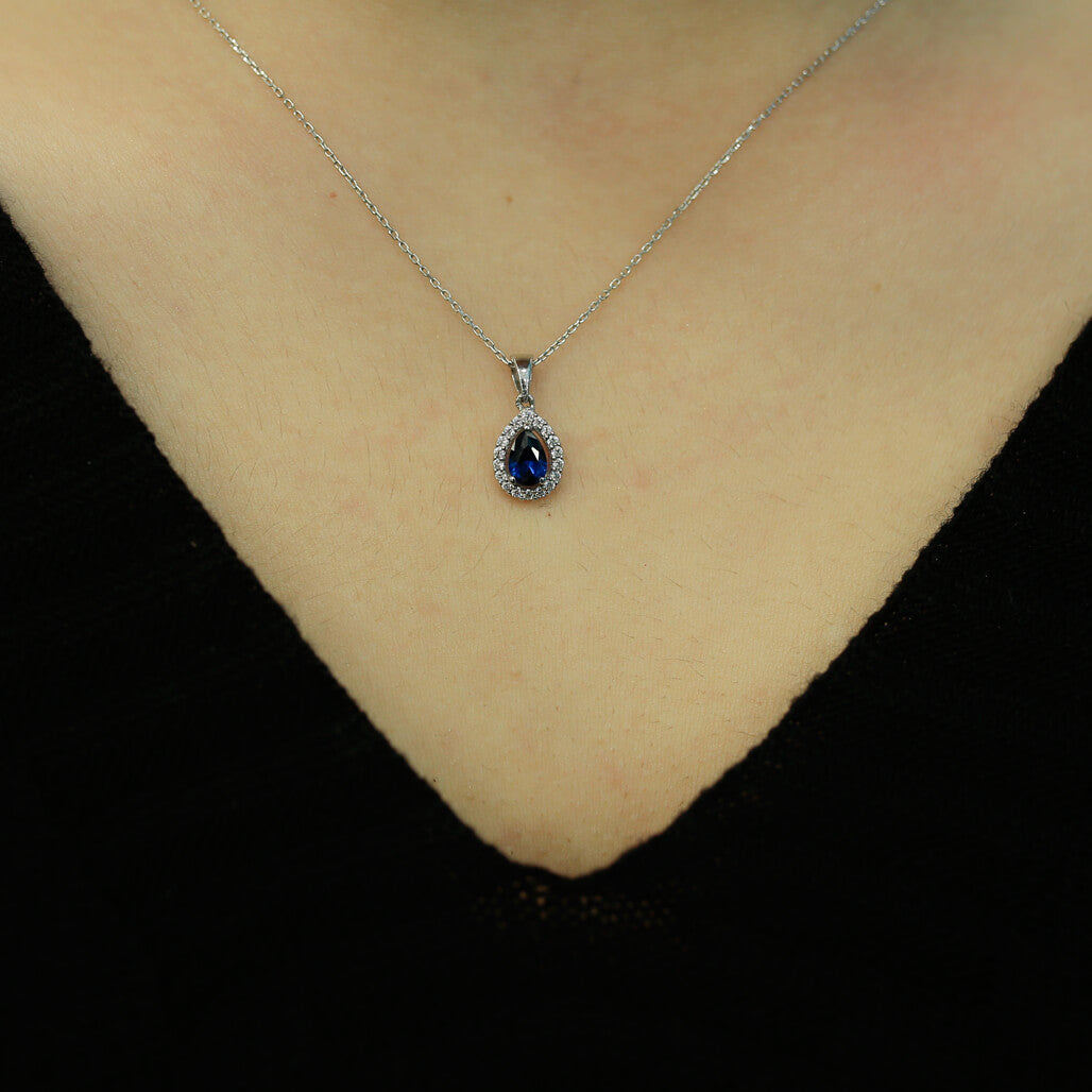 Diamond Tearteardrop Sapphire Necklace
