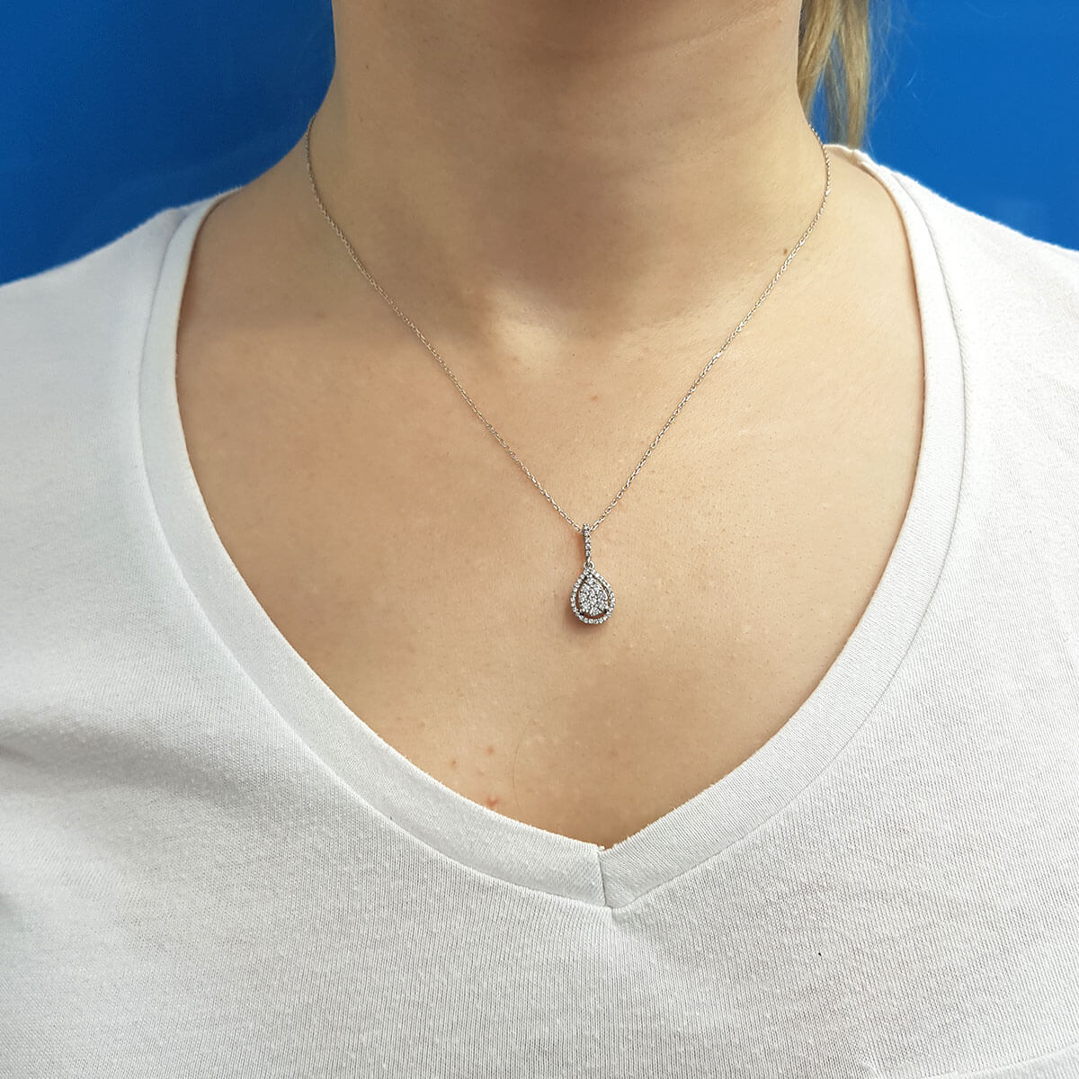 Diamond Stone Large Teardrop Necklace