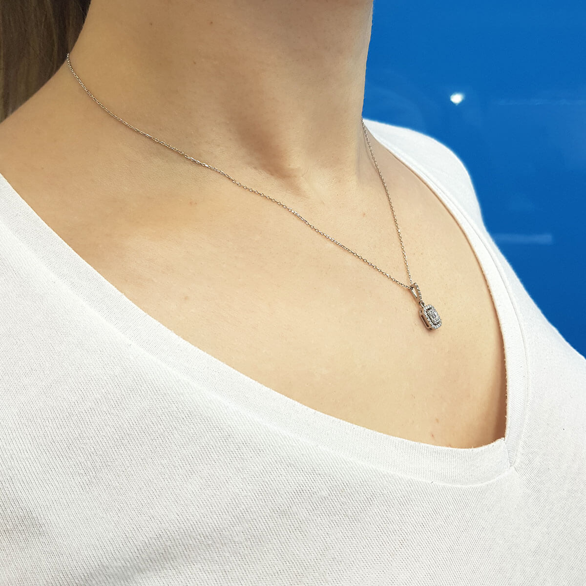 0.26 Carat Baguette Diamond Necklace