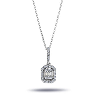 0.26 Carat Baguette Diamond Necklace