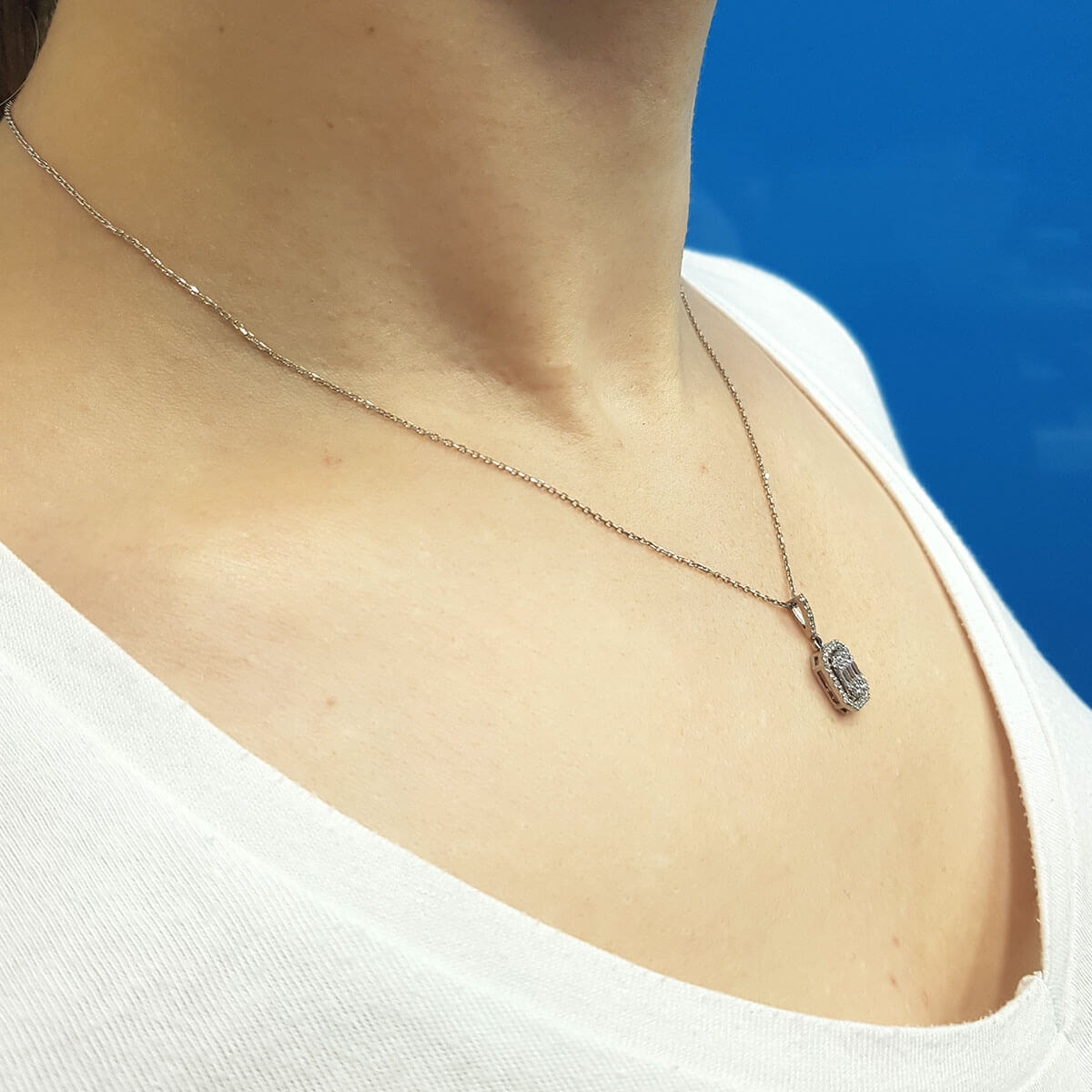 0.43 Carat Baguette Diamond Necklace