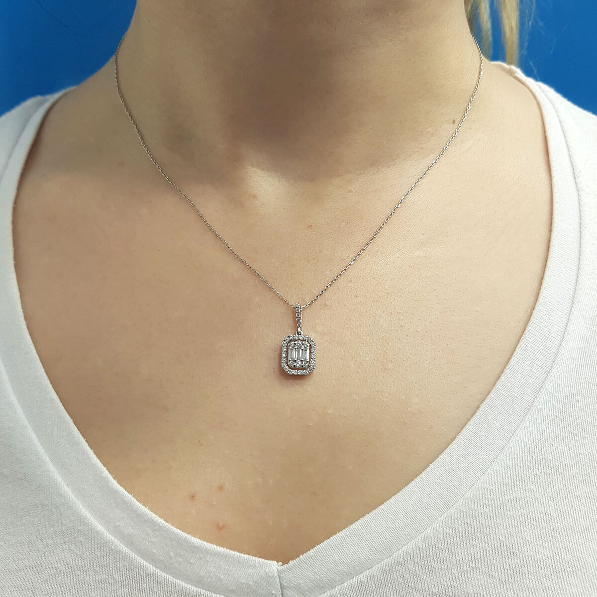 0.43 Carat Baguette Diamond Necklace