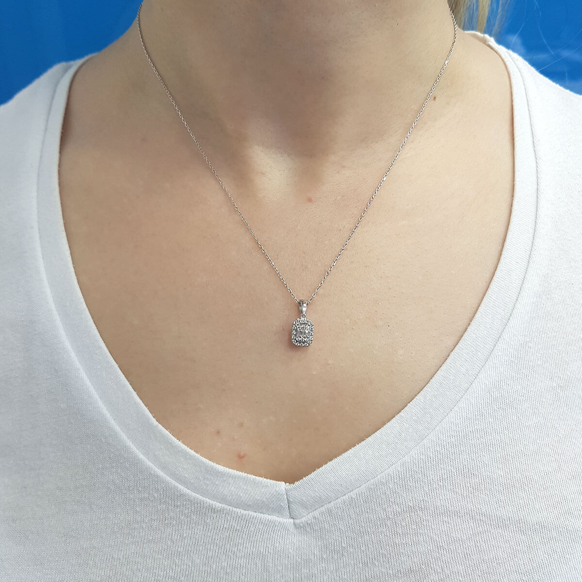 0.17 Carat Baguette Diamond Necklace