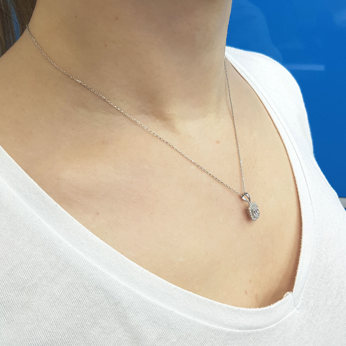 0.27 Carat Baguette Diamond Necklace