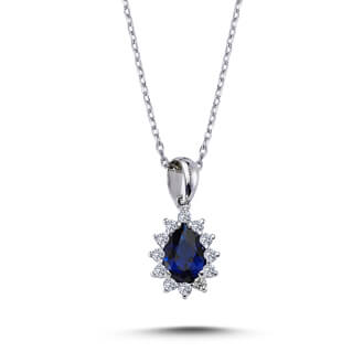Diamond Teardrop Sapphire Entourage Necklace