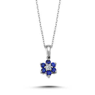 Diamond Sapphire Daisy Necklace