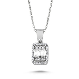 0.18 Carat Baguette Diamond Necklace