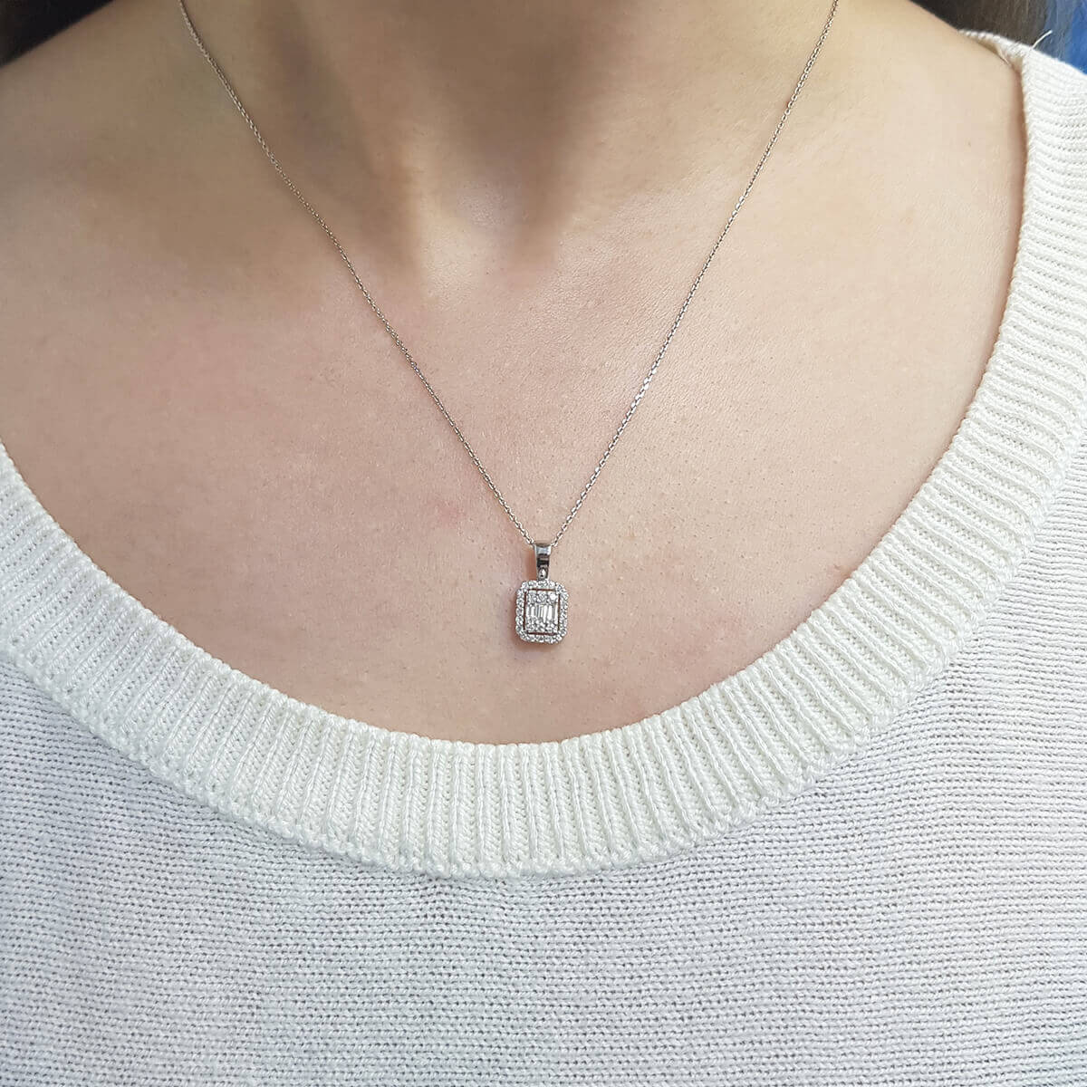 0.25 Carat Baguette Diamond Necklace