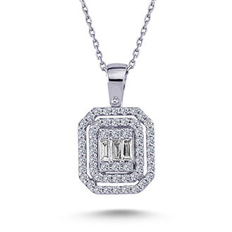 0.39 Carat Baguette Diamond Necklace