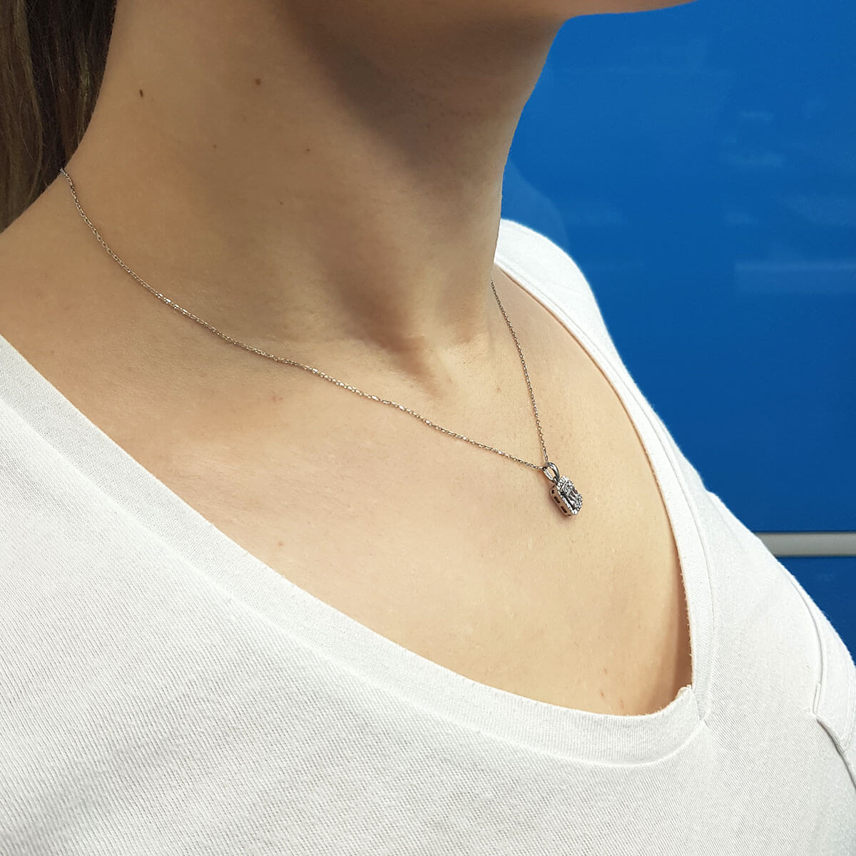 0.21 Carat Baguette Diamond Necklace