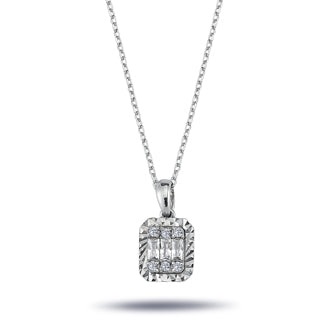 0.21 Carat Baguette Diamond Necklace
