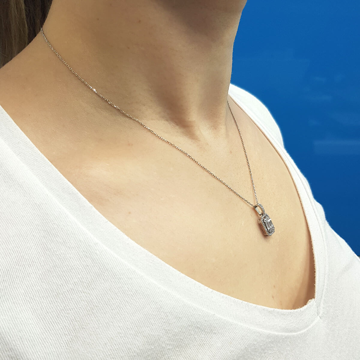 0.45 Carat Baguette Diamond Necklace