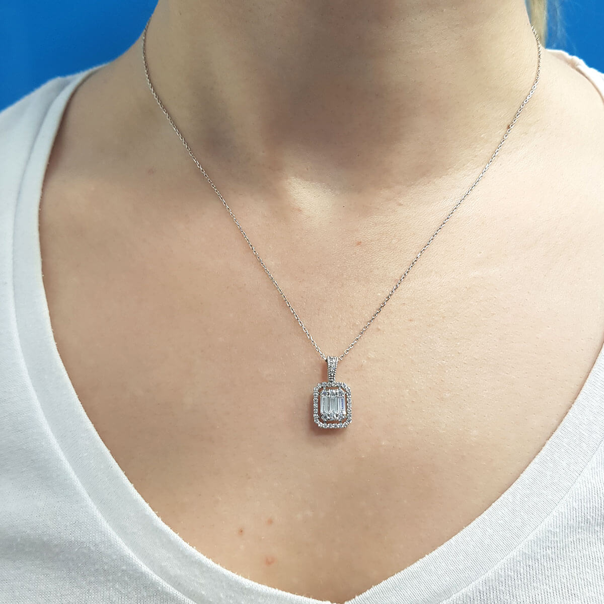 0.45 Carat Baguette Diamond Necklace