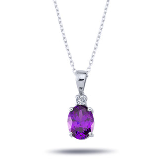 Diamond Oval Amethyst Necklace