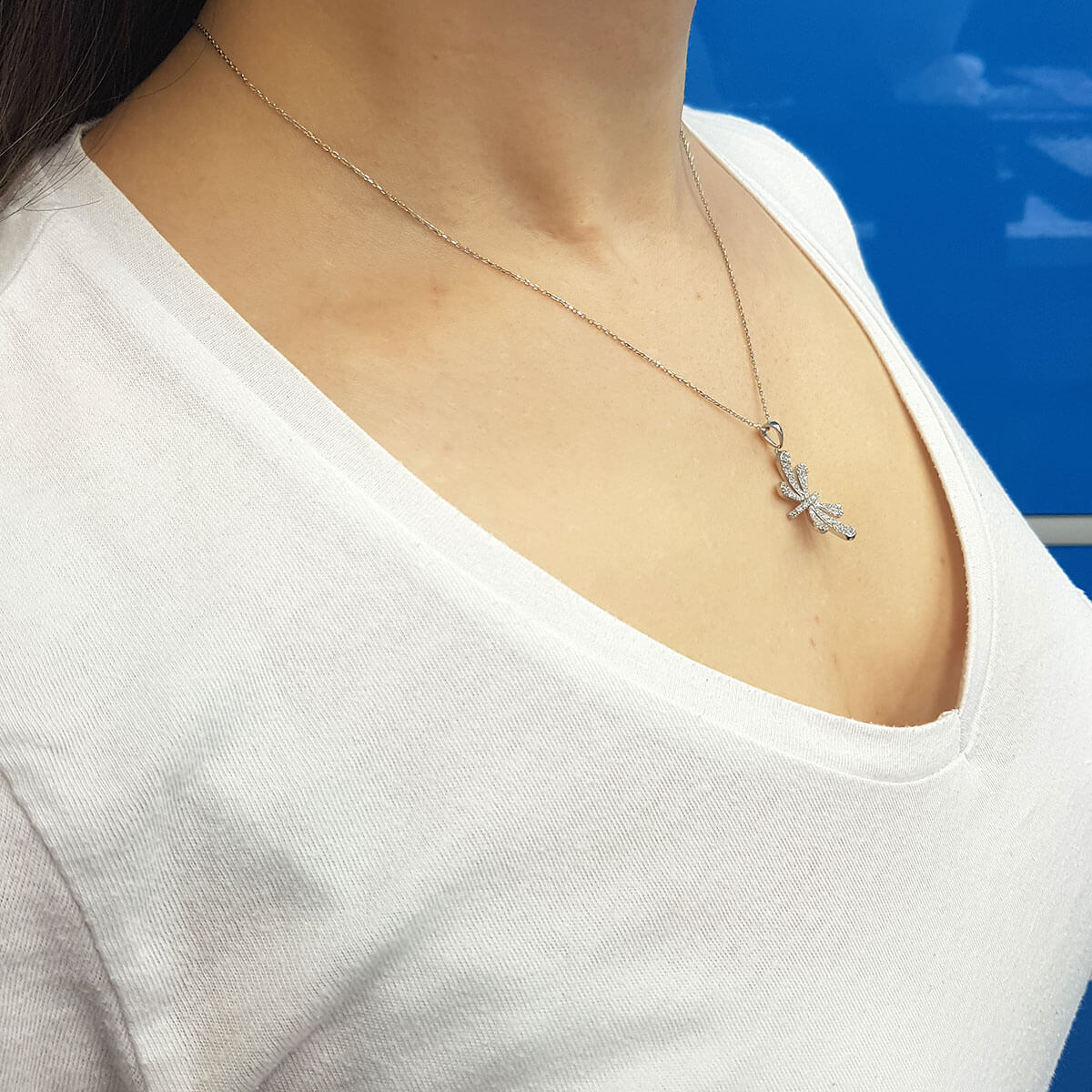 Diamond Bow Necklace