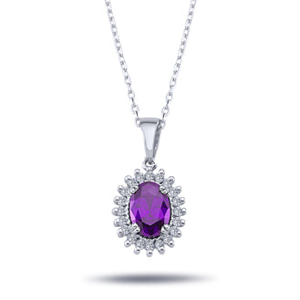 Diamond Oval Amethyst Entourage Necklace
