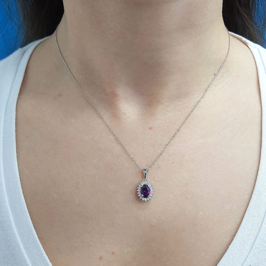 Diamond Oval Amethyst Entourage Necklace