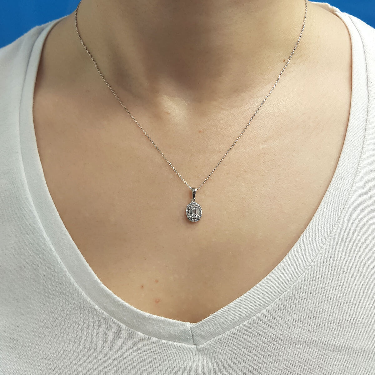0.30 Carat Baguette Diamond Necklace