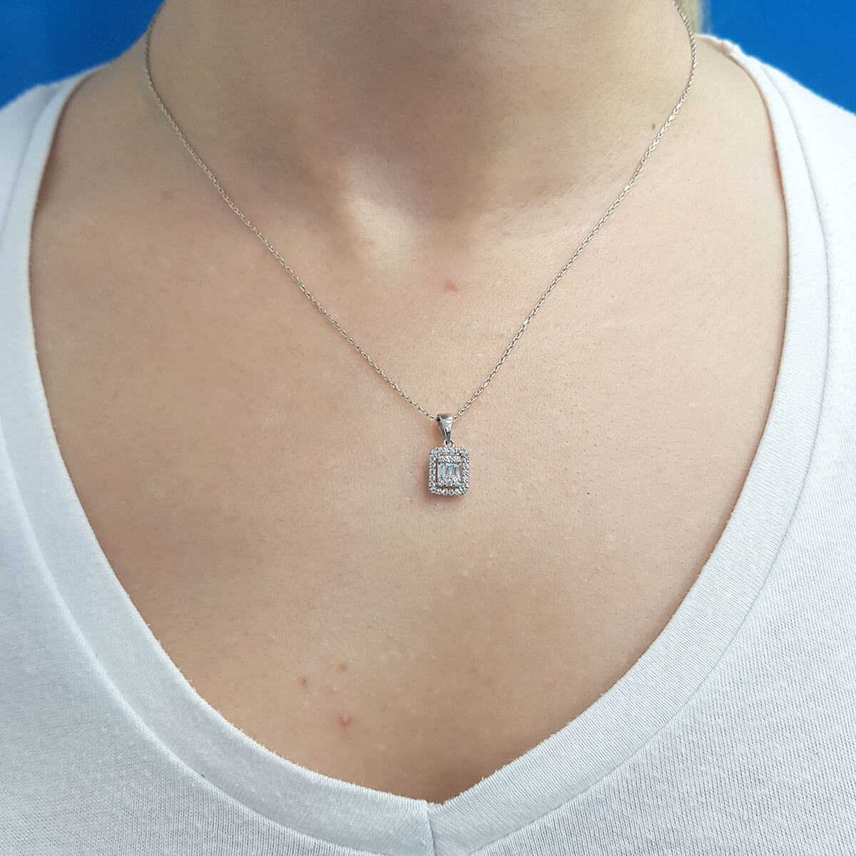 0.23 Carat Baguette Diamond Necklace