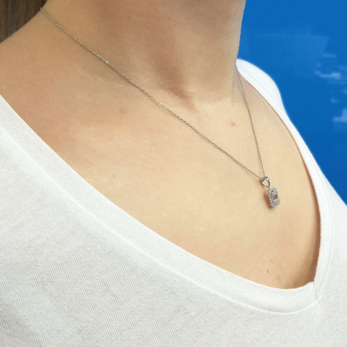 0.35 Carat Baguette Diamond Necklace