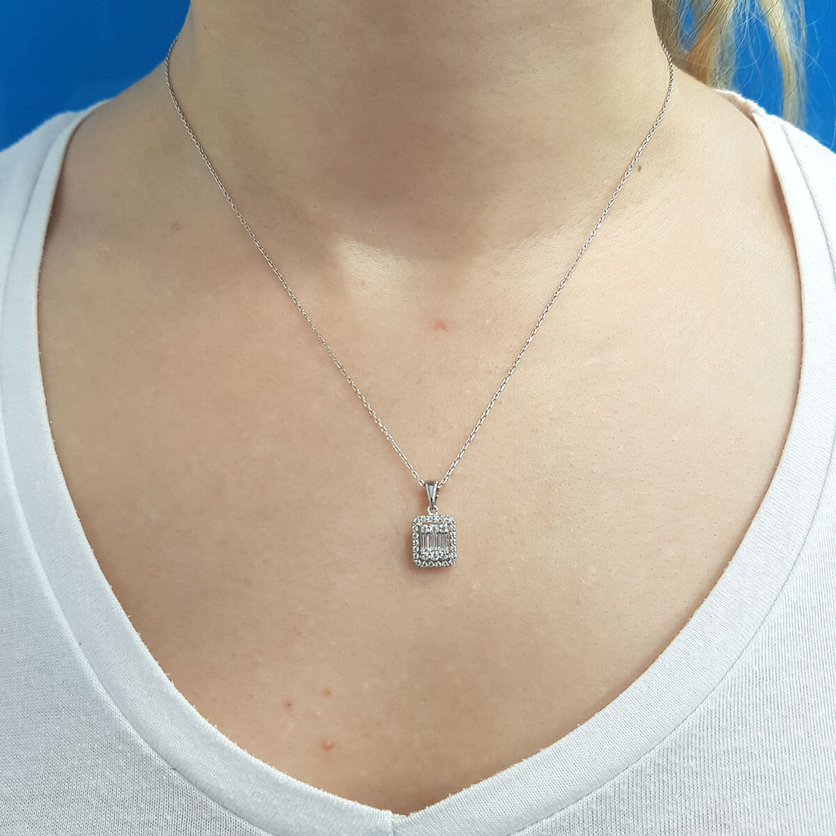 0.35 Carat Baguette Diamond Necklace