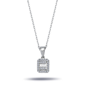 0.16 Carat Baguette Diamond Necklace